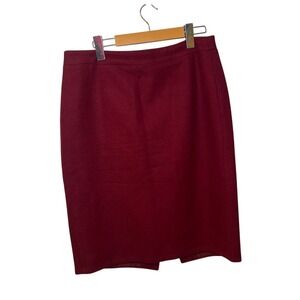 J.Crew Burgundy Red Wool‎ Blend Pencil Skirt Size 12 Office Career  Professional